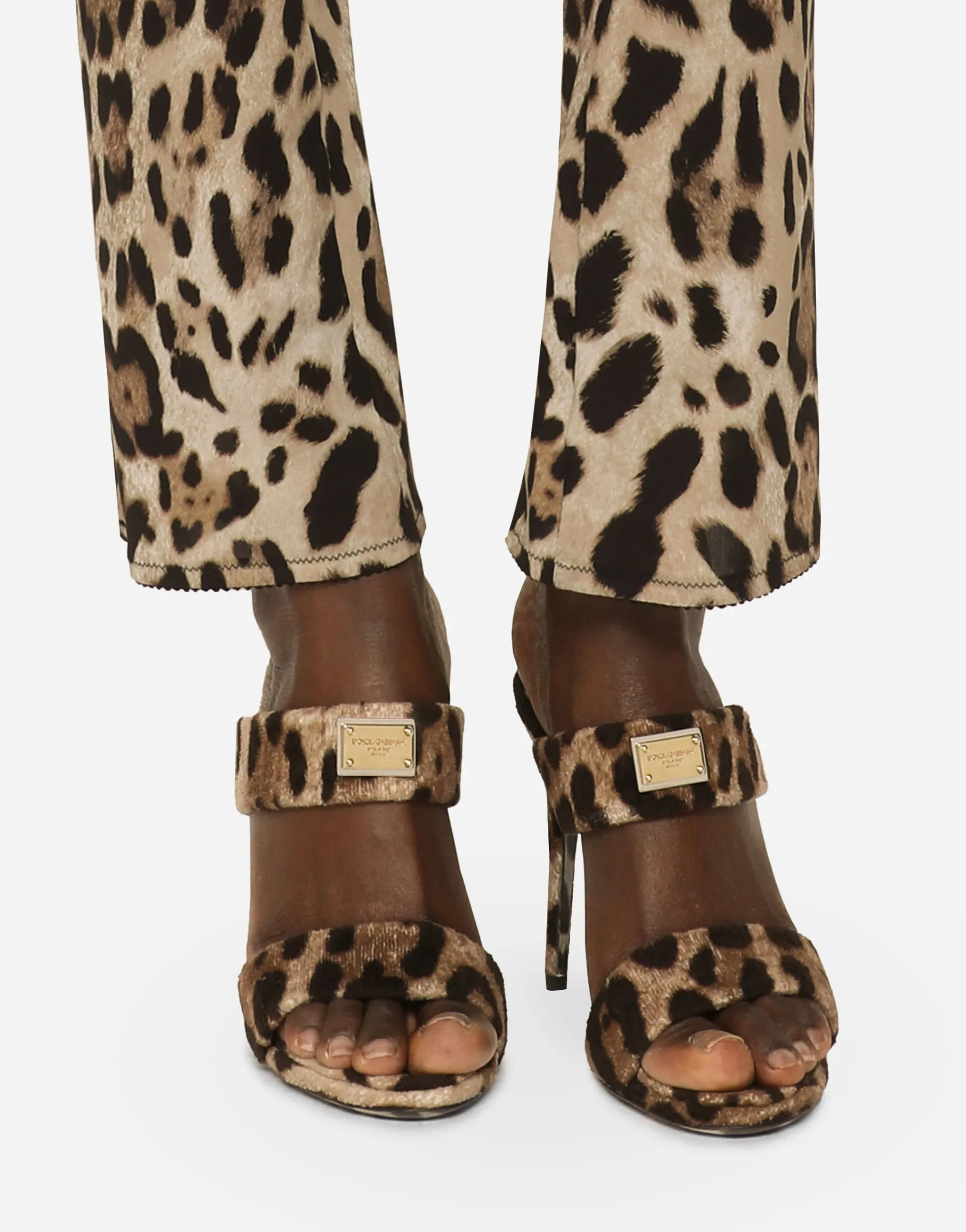 KIM DOLCE&GABBANA Leopard-print marquisette pants