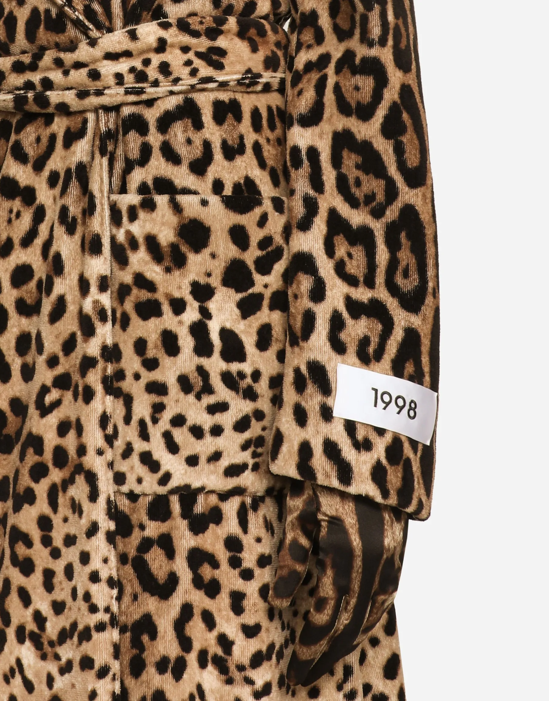 KIM DOLCE&GABBANA Leopard-print terrycloth coat with belt and the Re-Edition label