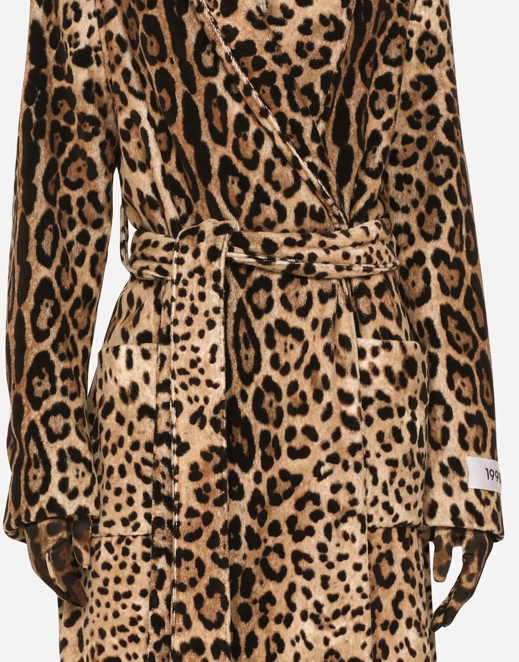 KIM DOLCE&GABBANA Leopard-print terrycloth coat with belt and the Re-Edition label