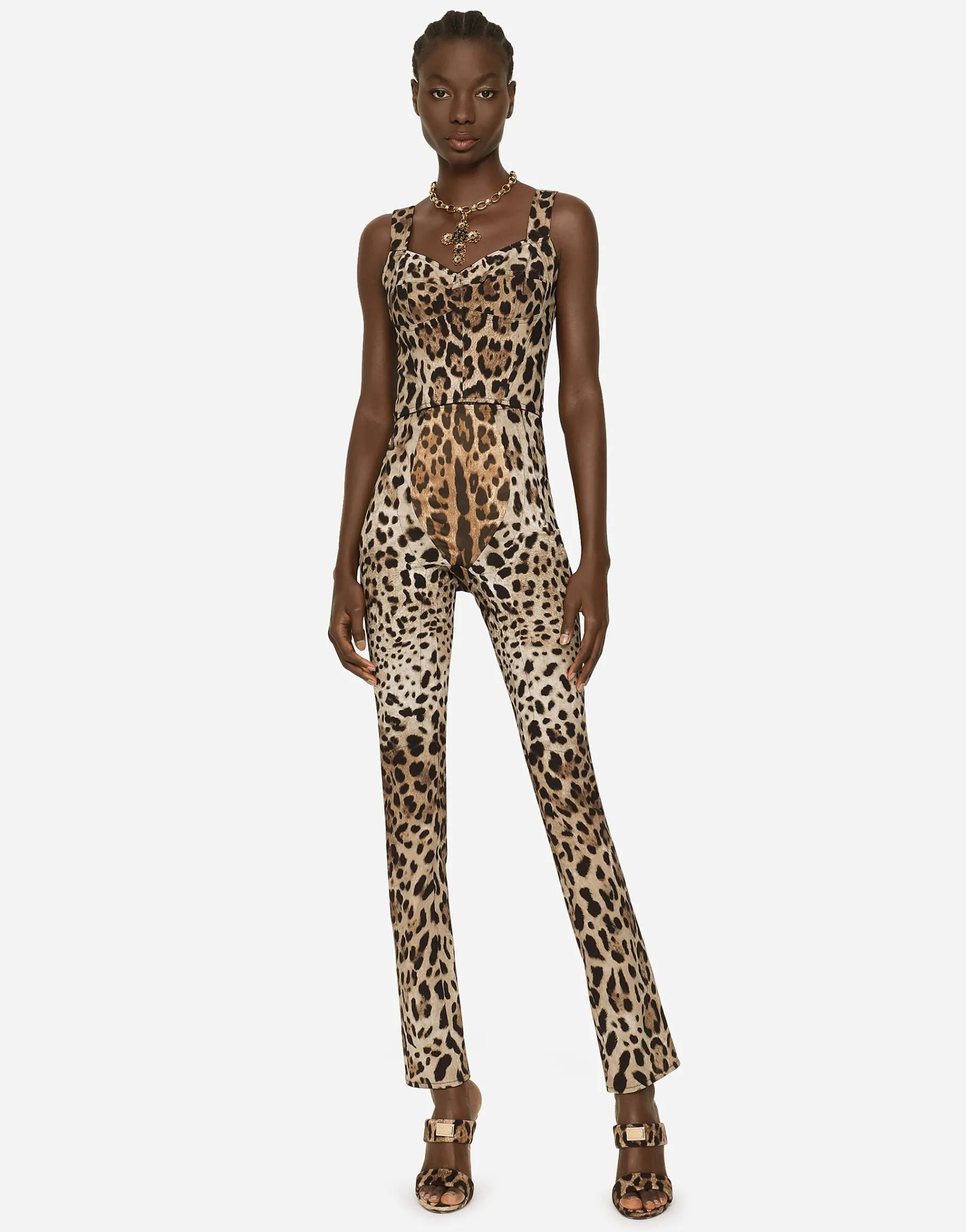 KIM DOLCE&GABBANA Leopard-print marquisette pants