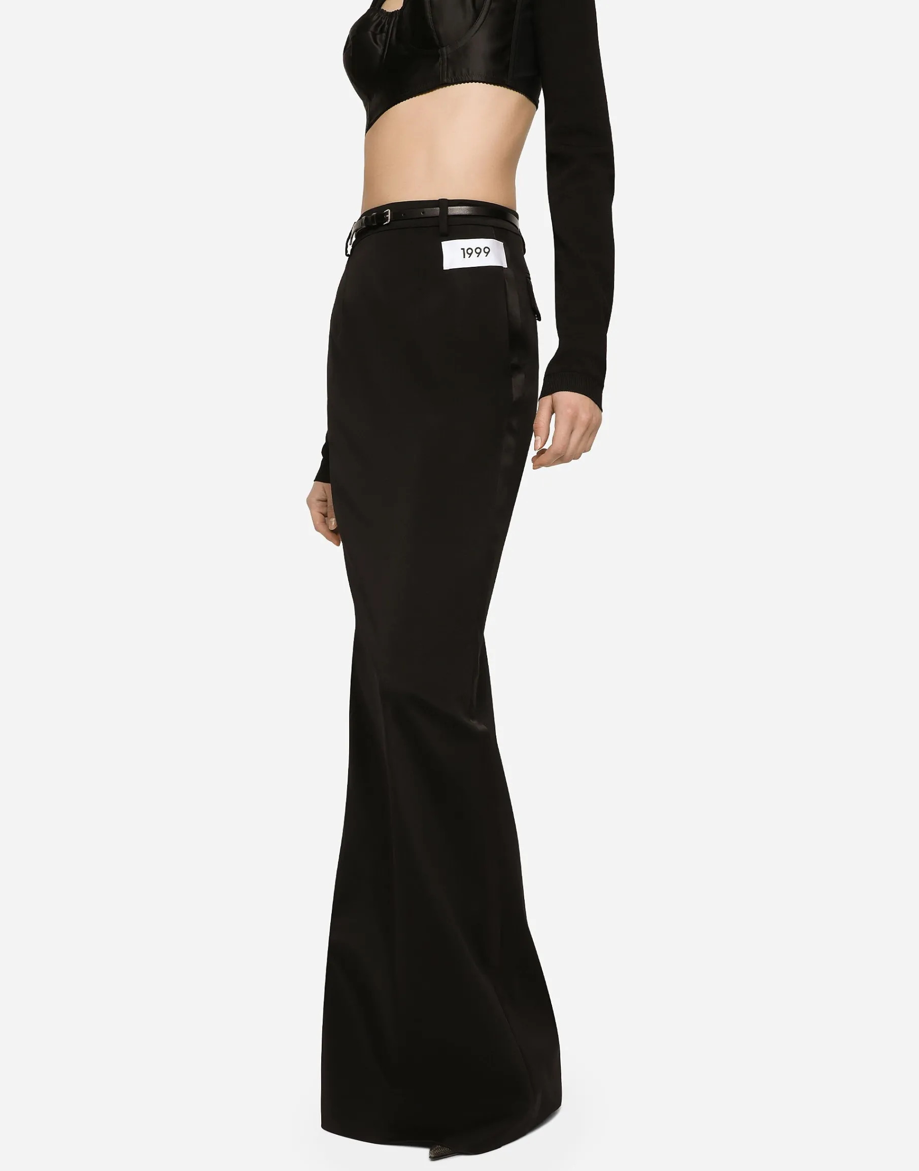 KIM DOLCE&GABBANA Long cady skirt with side zippers and slit