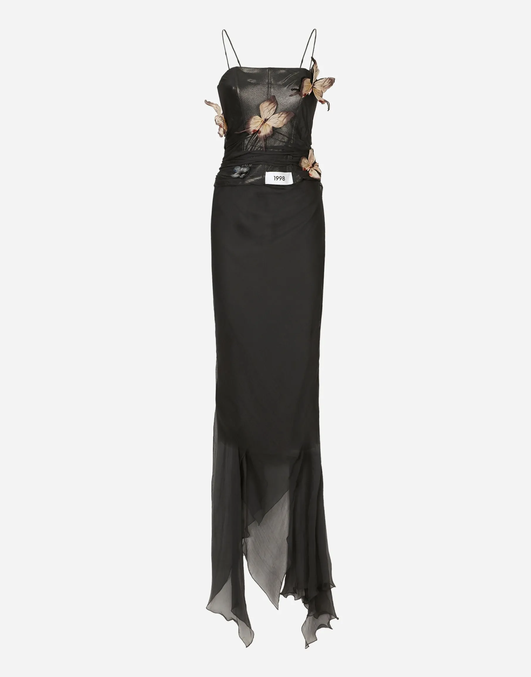 KIM DOLCE&GABBANA Long chiffon dress with butterflies