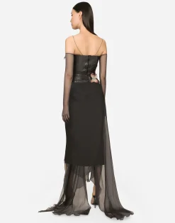 KIM DOLCE&GABBANA Long chiffon dress with butterflies