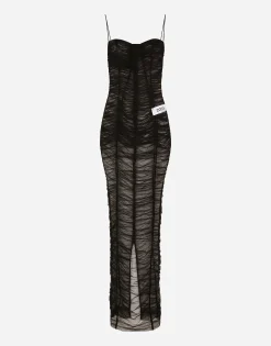 KIM DOLCE&GABBANA Long draped tulle dress