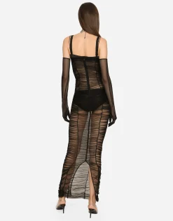 KIM DOLCE&GABBANA Long draped tulle dress