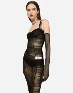 KIM DOLCE&GABBANA Long draped tulle dress