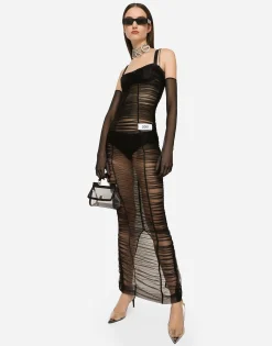 KIM DOLCE&GABBANA Long draped tulle dress