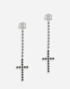 KIM DOLCE&GABBANA Long earrings with rhinestone-detailed crosses