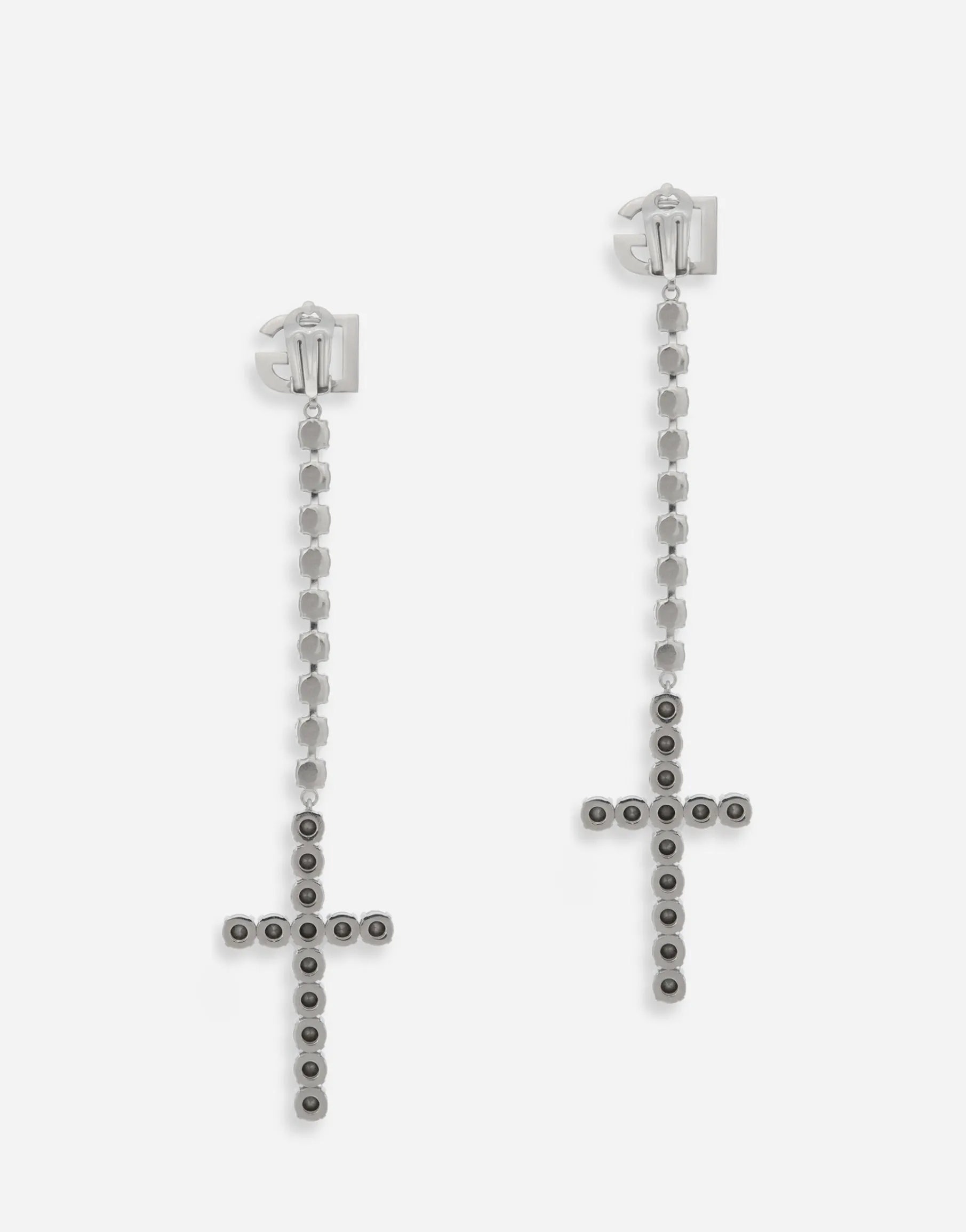 KIM DOLCE&GABBANA Long earrings with rhinestone-detailed crosses