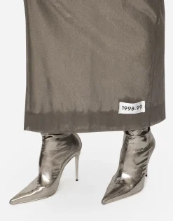 KIM DOLCE&GABBANA Long foiled jersey and tulle dress