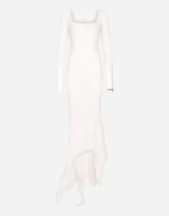 KIM DOLCE&GABBANA Long georgette dress with corset detailing