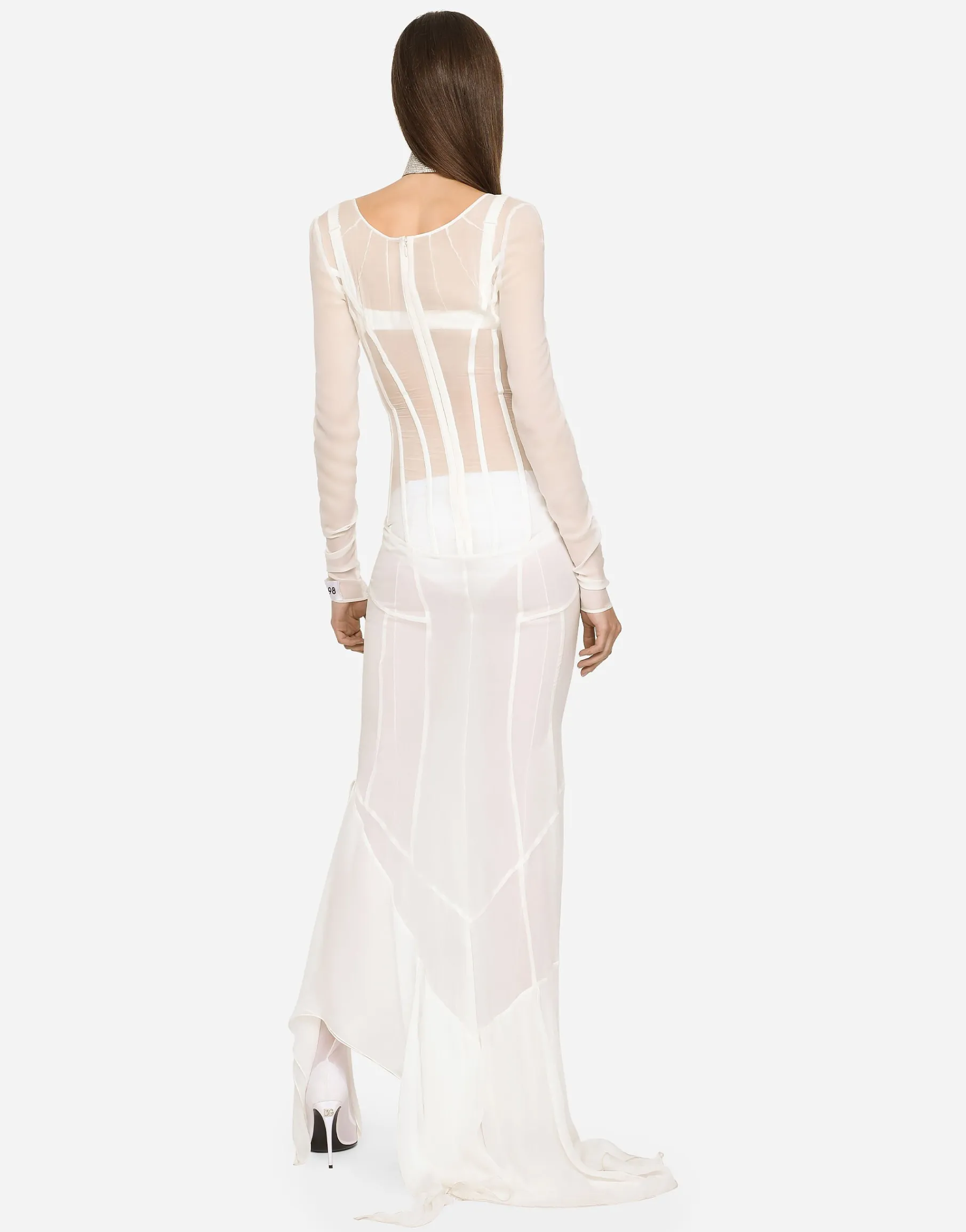 KIM DOLCE&GABBANA Long georgette dress with corset detailing