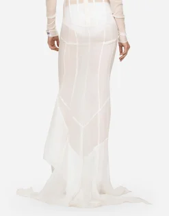KIM DOLCE&GABBANA Long georgette dress with corset detailing