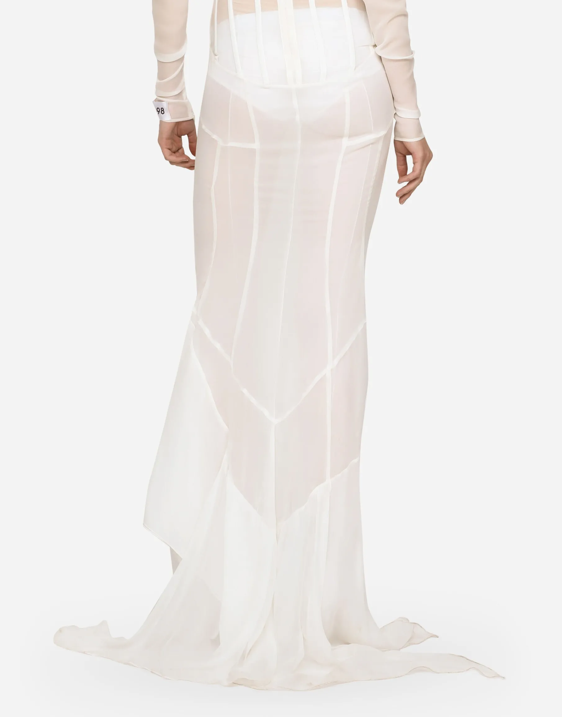 KIM DOLCE&GABBANA Long georgette dress with corset detailing