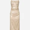 KIM DOLCE&GABBANA Long satin and PVC calf-length dress