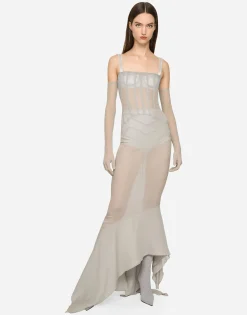 KIM DOLCE&GABBANA Long silk georgette dress