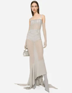 KIM DOLCE&GABBANA Long silk georgette dress