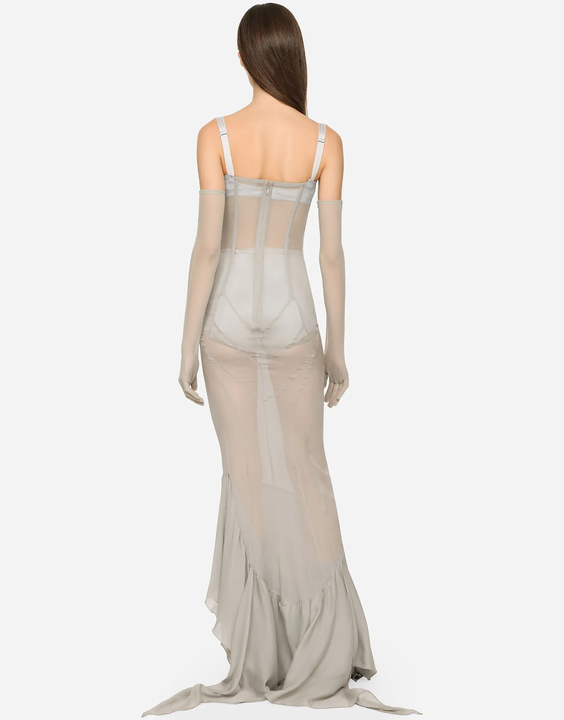 KIM DOLCE&GABBANA Long silk georgette dress