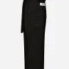KIM DOLCE&GABBANA Long spandex jersey skirt with belt