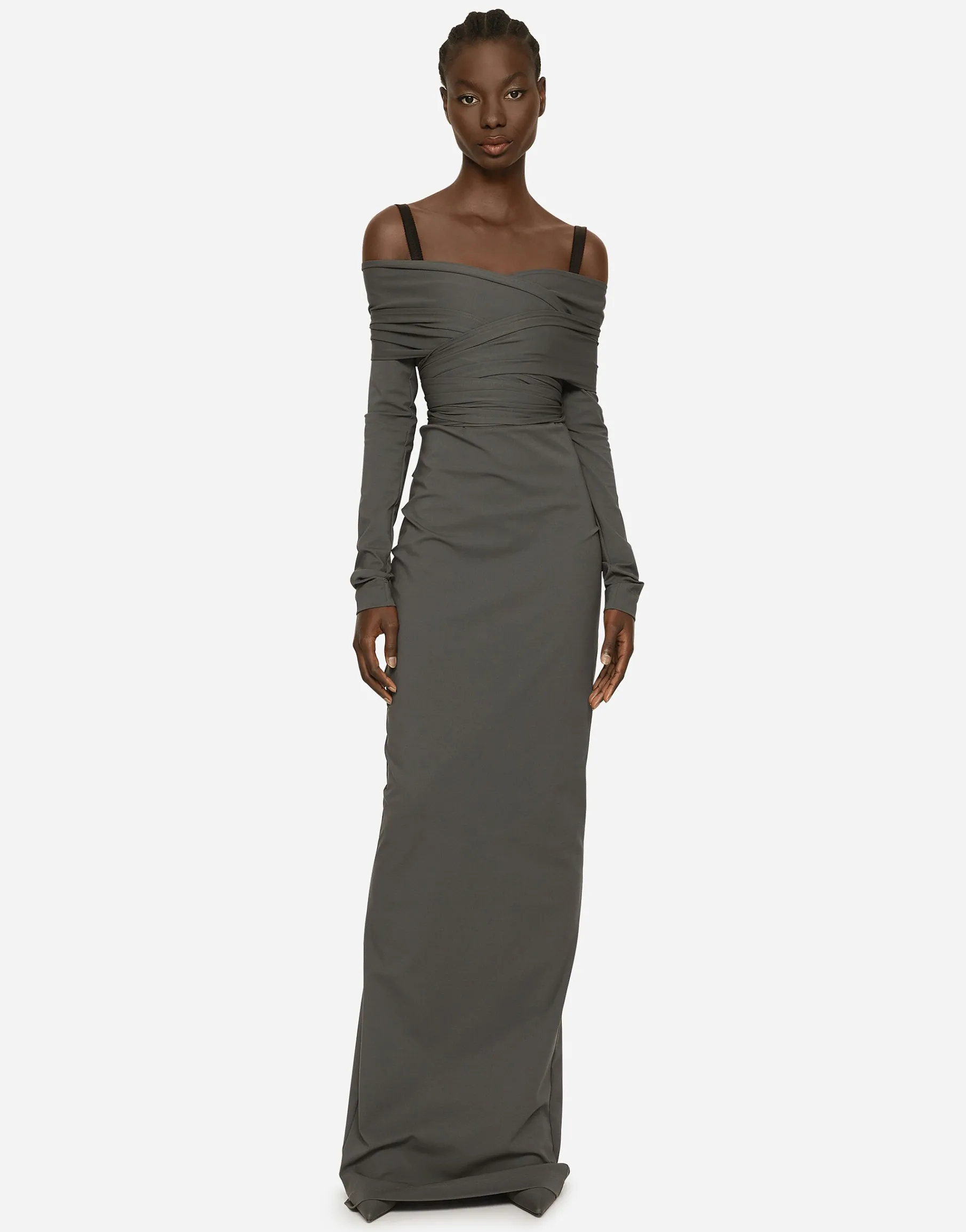 KIM DOLCE&GABBANA Long stretch jersey Milano rib dress