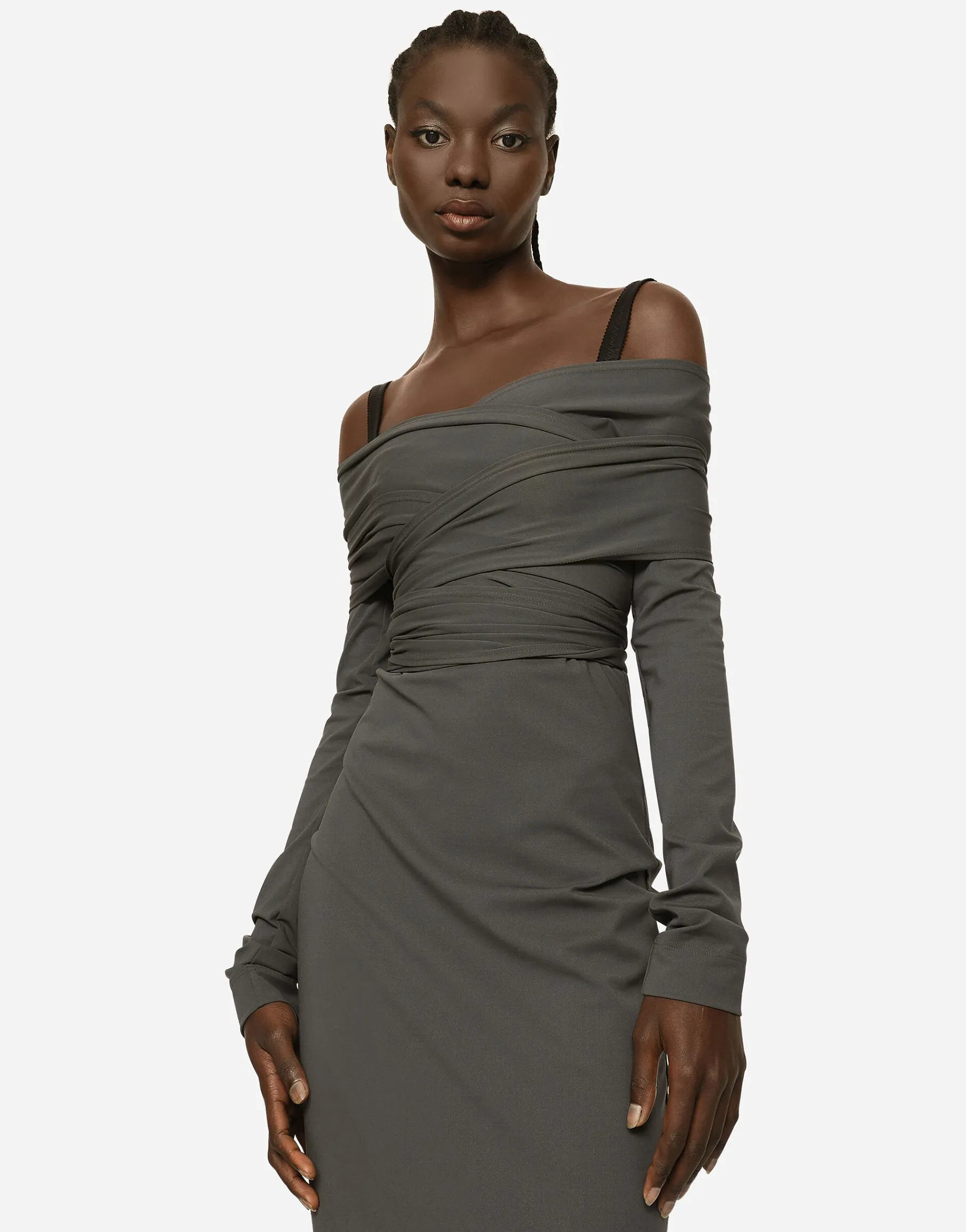 KIM DOLCE&GABBANA Long stretch jersey Milano rib dress