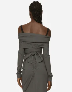 KIM DOLCE&GABBANA Long stretch jersey Milano rib dress