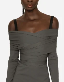 KIM DOLCE&GABBANA Long stretch jersey Milano rib dress