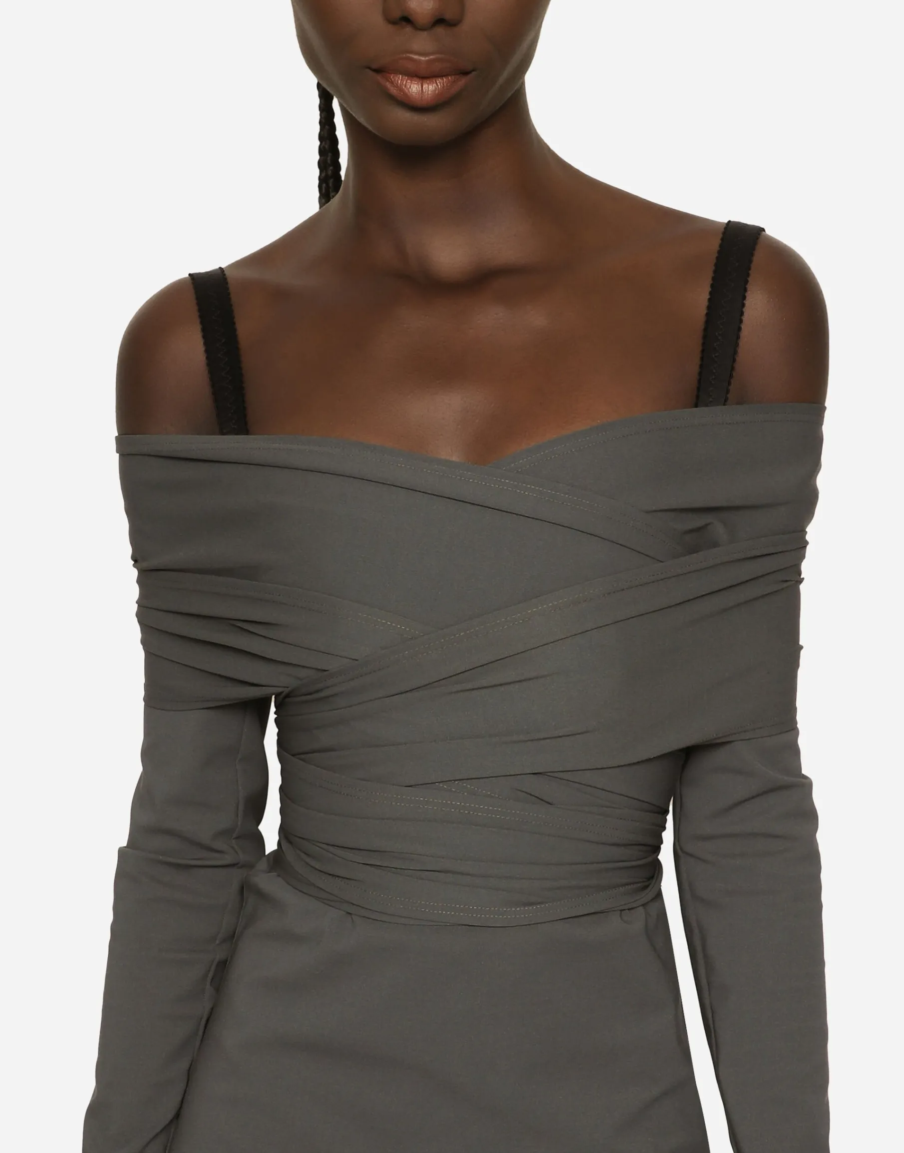 KIM DOLCE&GABBANA Long stretch jersey Milano rib dress