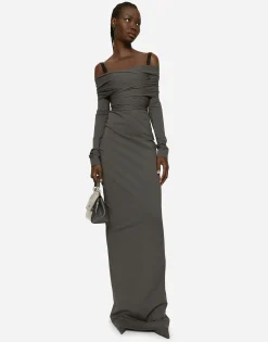 KIM DOLCE&GABBANA Long stretch jersey Milano rib dress