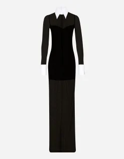 KIM DOLCE&GABBANA Long tulle dress with shirt detailing