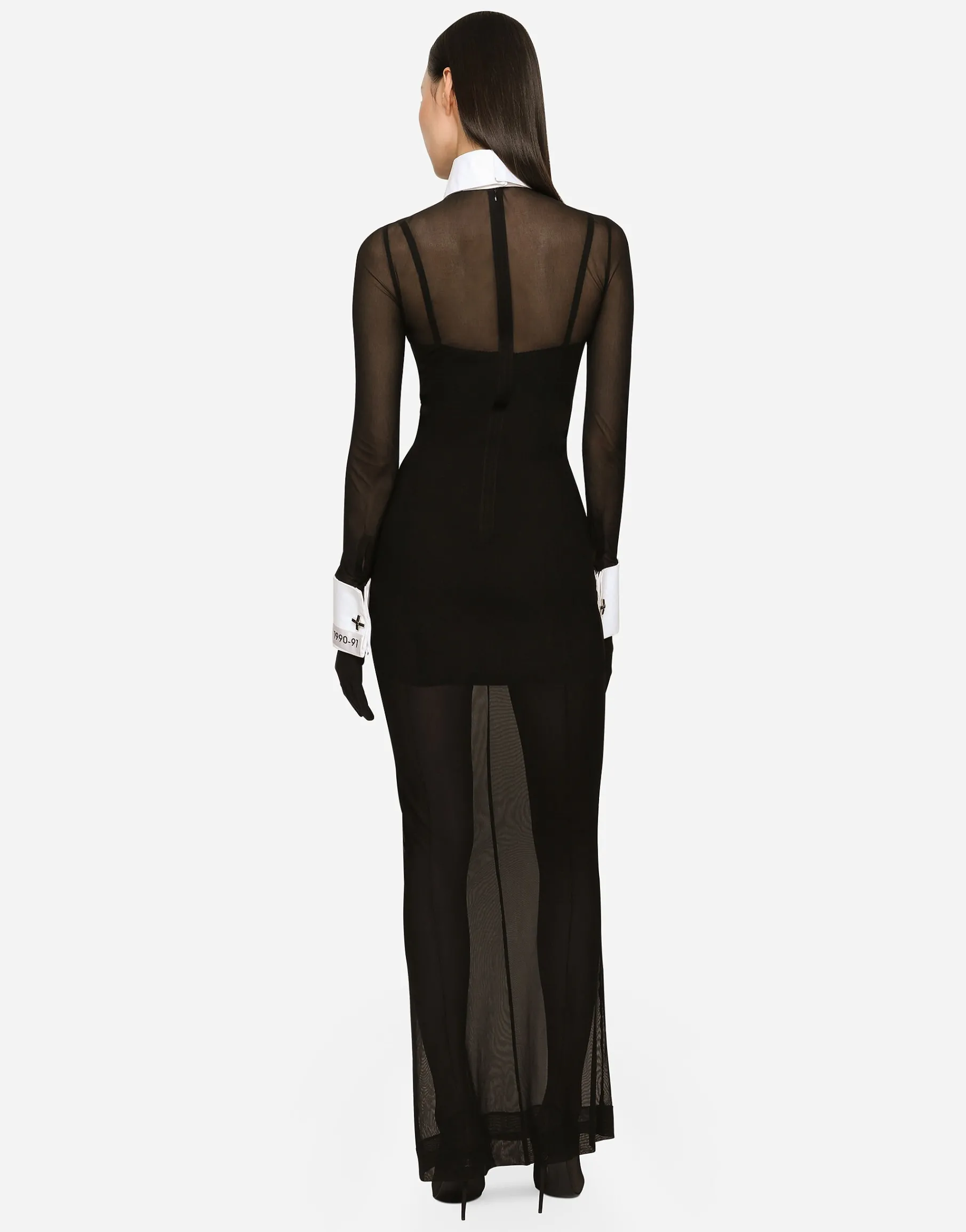KIM DOLCE&GABBANA Long tulle dress with shirt detailing