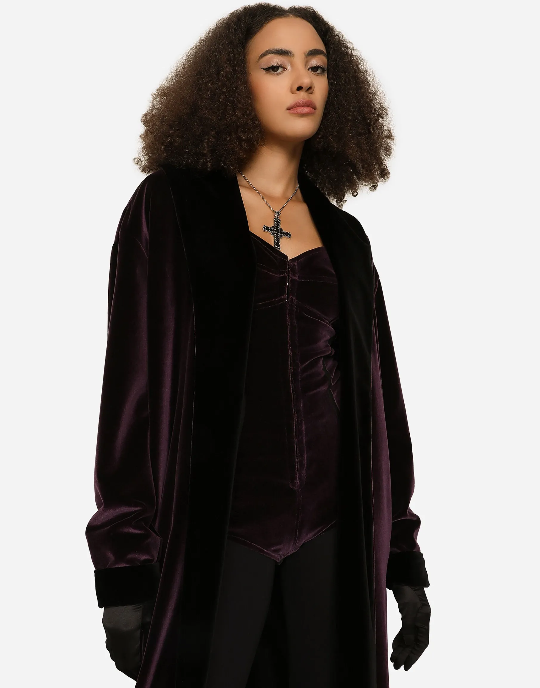 KIM DOLCE&GABBANA Long velvet coat
