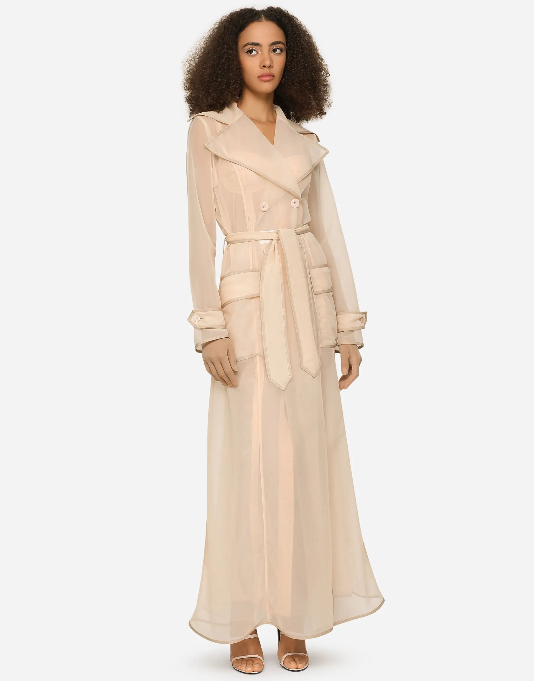 KIM DOLCE&GABBANA Marquisette trench coat with belt