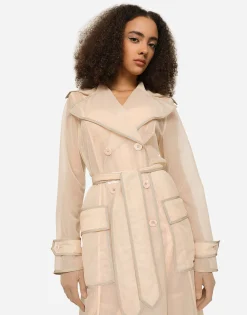 KIM DOLCE&GABBANA Marquisette trench coat with belt