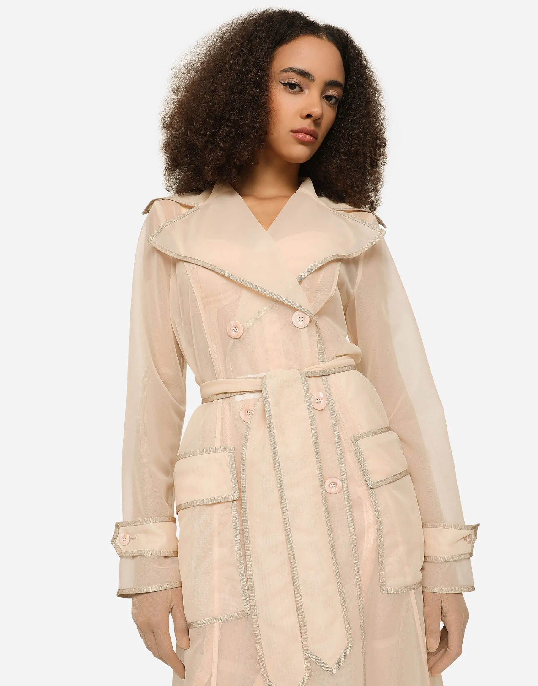 KIM DOLCE&GABBANA Marquisette trench coat with belt