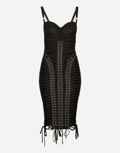 KIM DOLCE&GABBANA Midi dress with eyelets and lacing