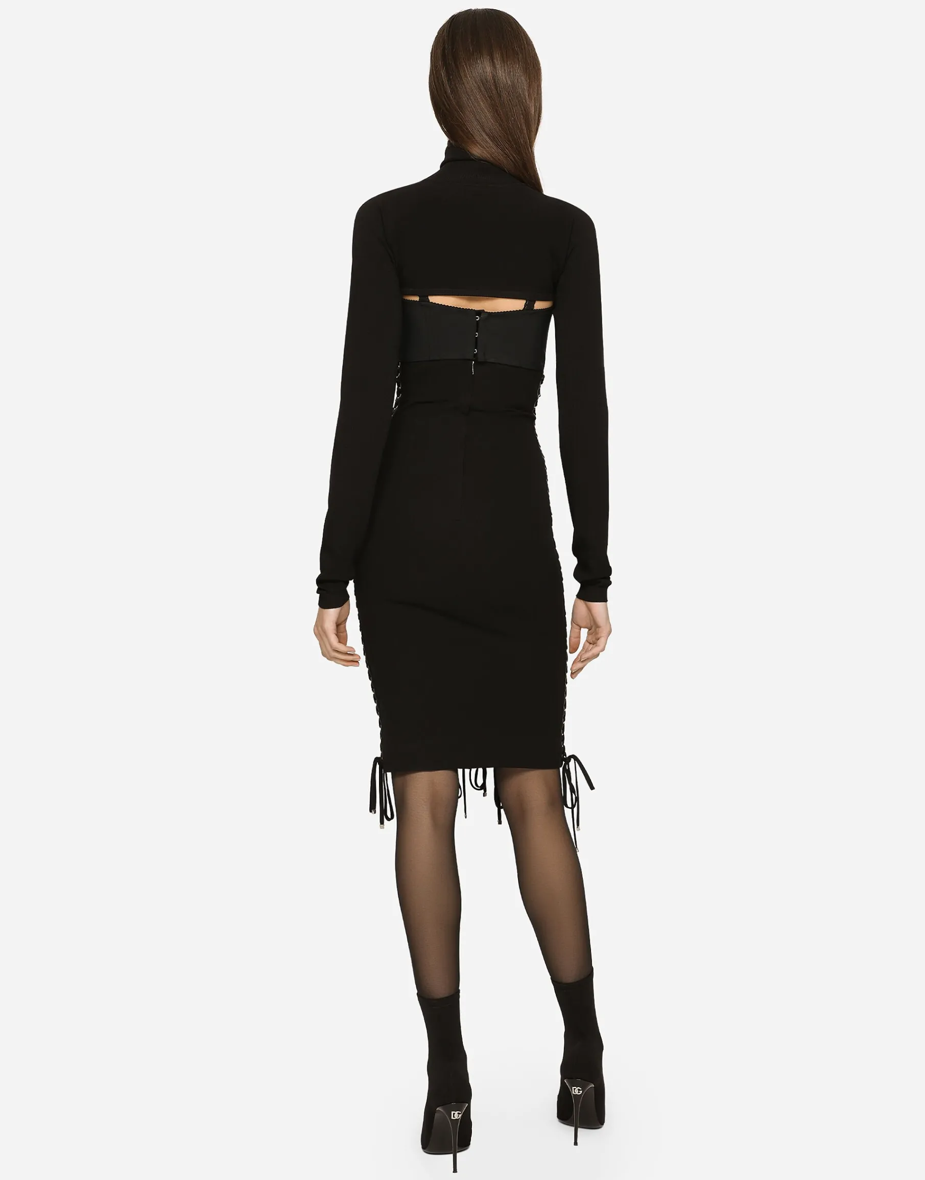 KIM DOLCE&GABBANA Midi dress with eyelets and lacing