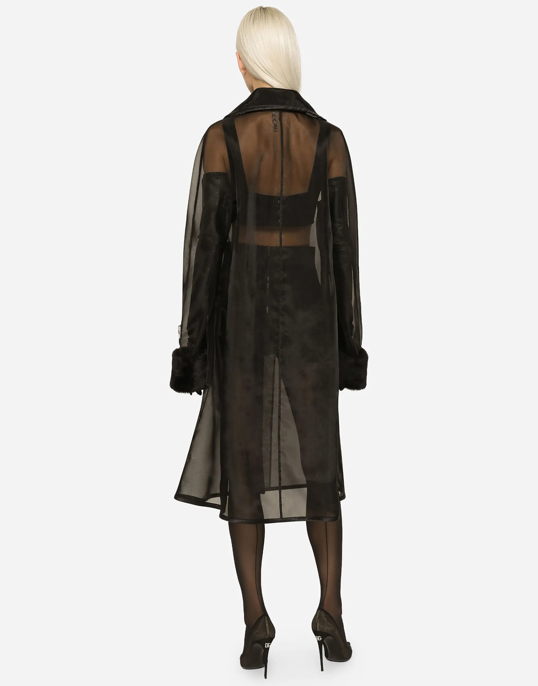 KIM DOLCE&GABBANA Organza trench coat with the Re-Edition label
