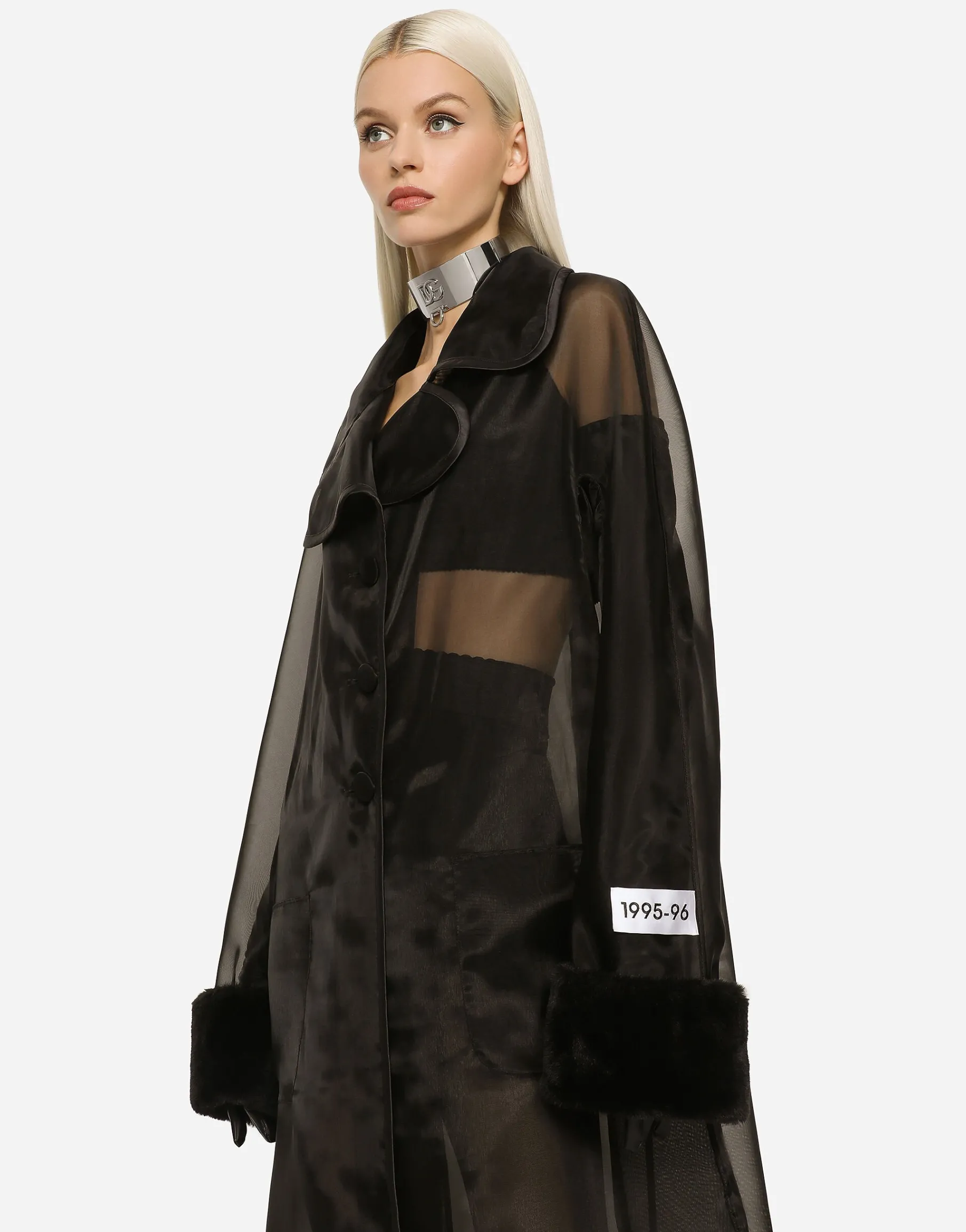KIM DOLCE&GABBANA Organza trench coat with the Re-Edition label