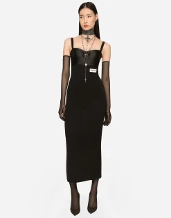 KIM DOLCE&GABBANA Organzine calf-length corset dress