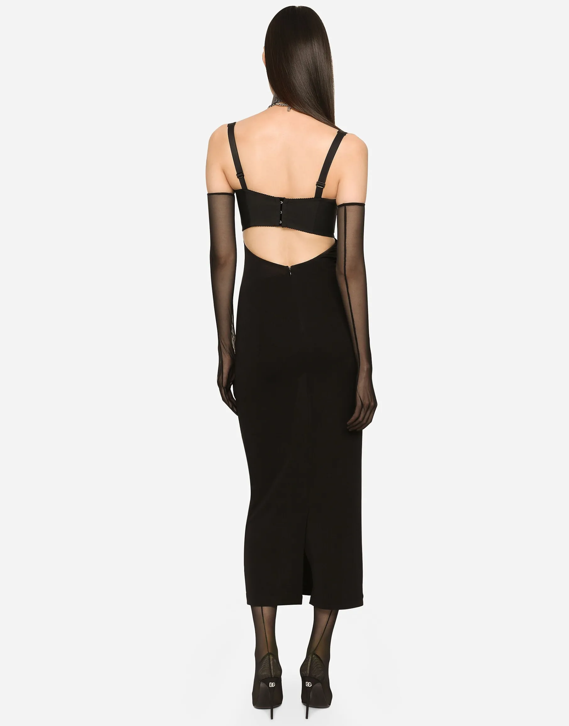 KIM DOLCE&GABBANA Organzine calf-length corset dress