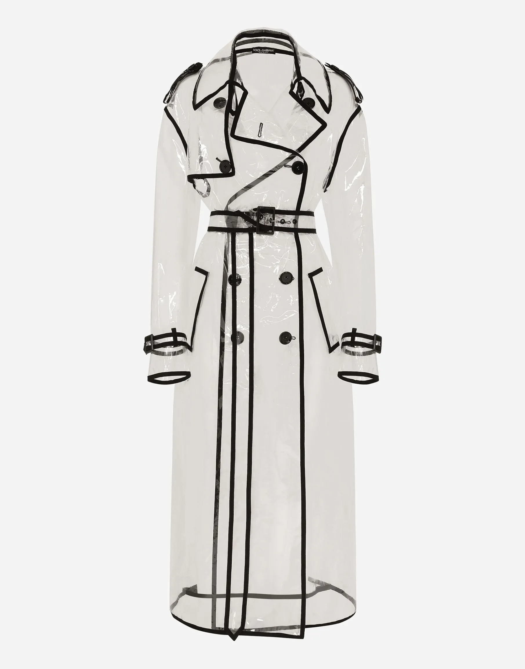 KIM DOLCE&GABBANA PVC trench coat with contrasting piping