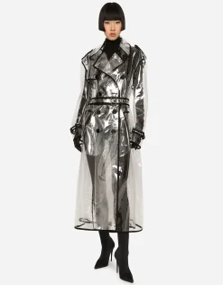 KIM DOLCE&GABBANA PVC trench coat with contrasting piping