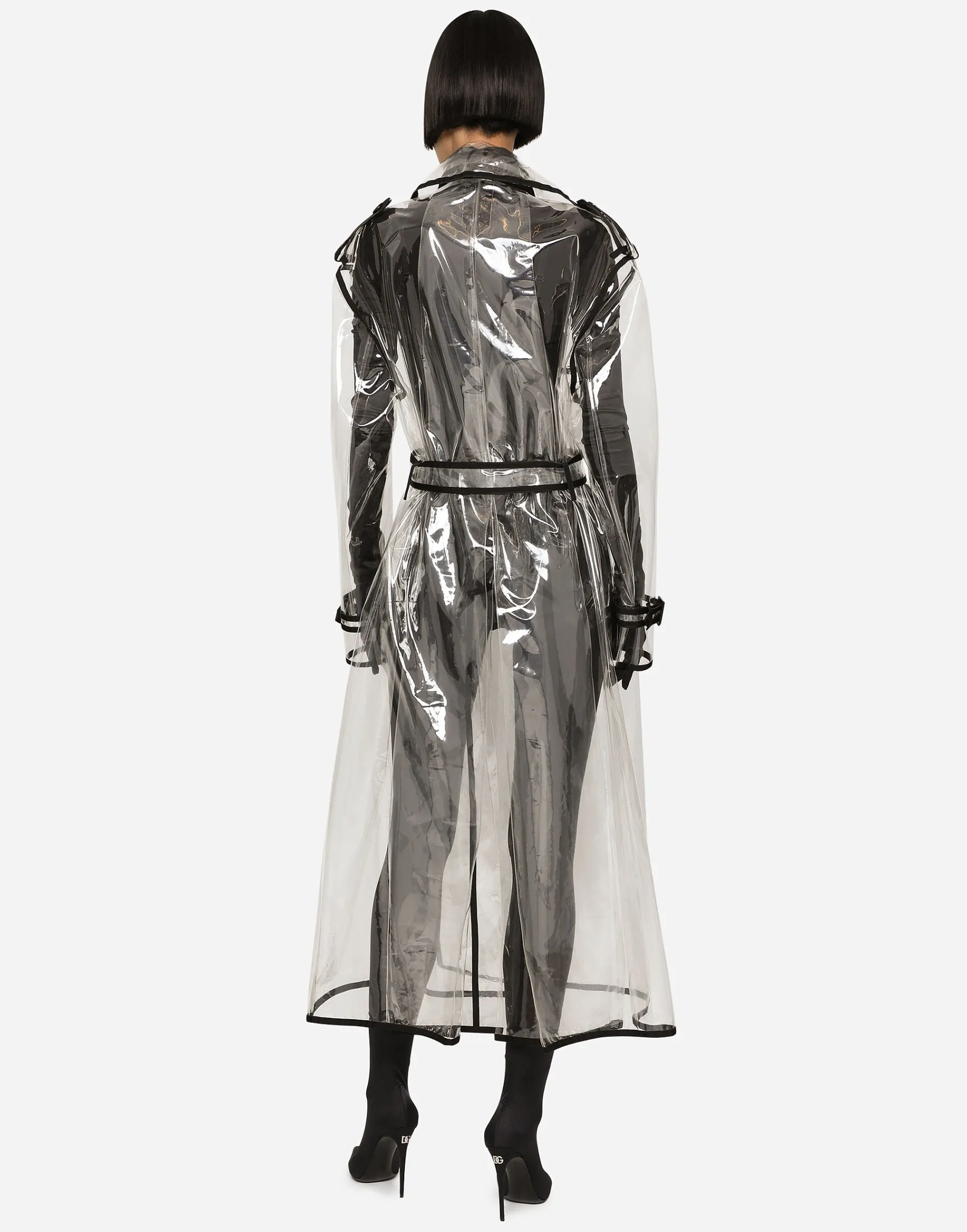 KIM DOLCE&GABBANA PVC trench coat with contrasting piping
