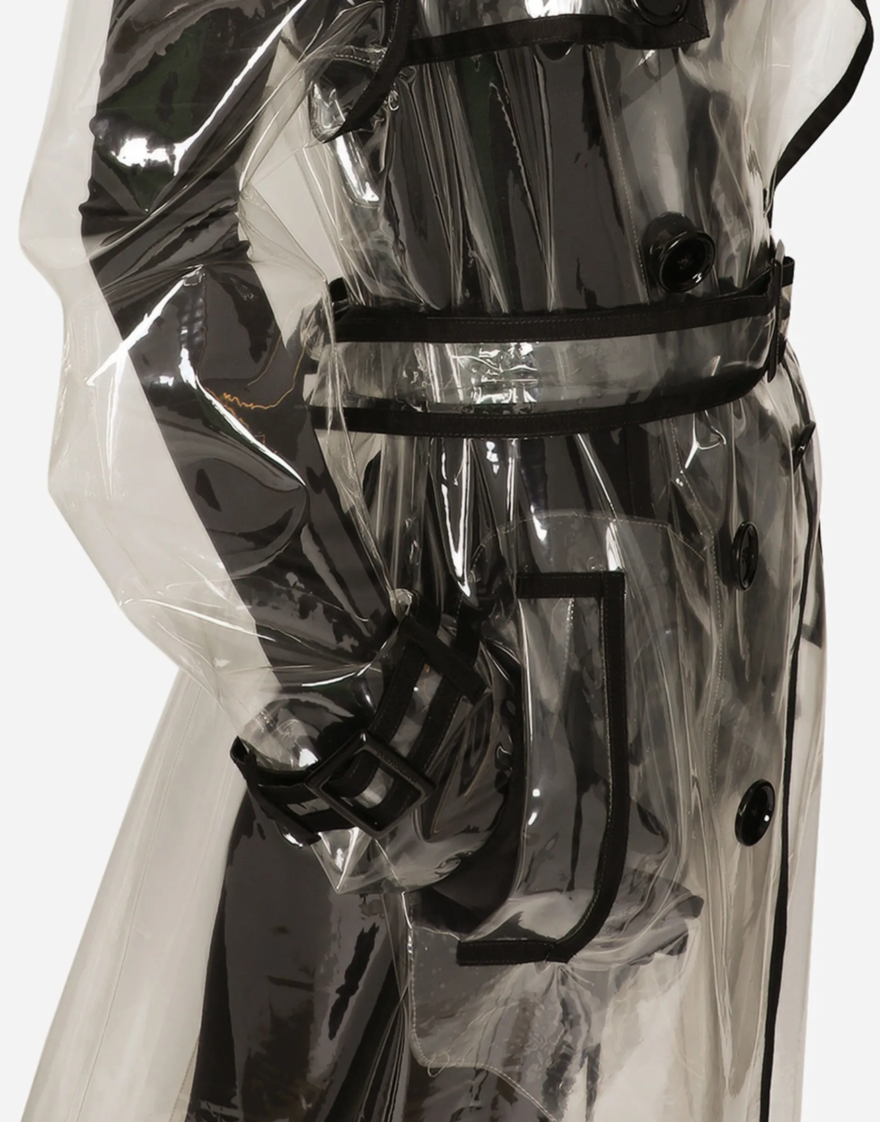 KIM DOLCE&GABBANA PVC trench coat with contrasting piping
