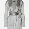 KIM DOLCE&GABBANA Satin pajama shirt with belt