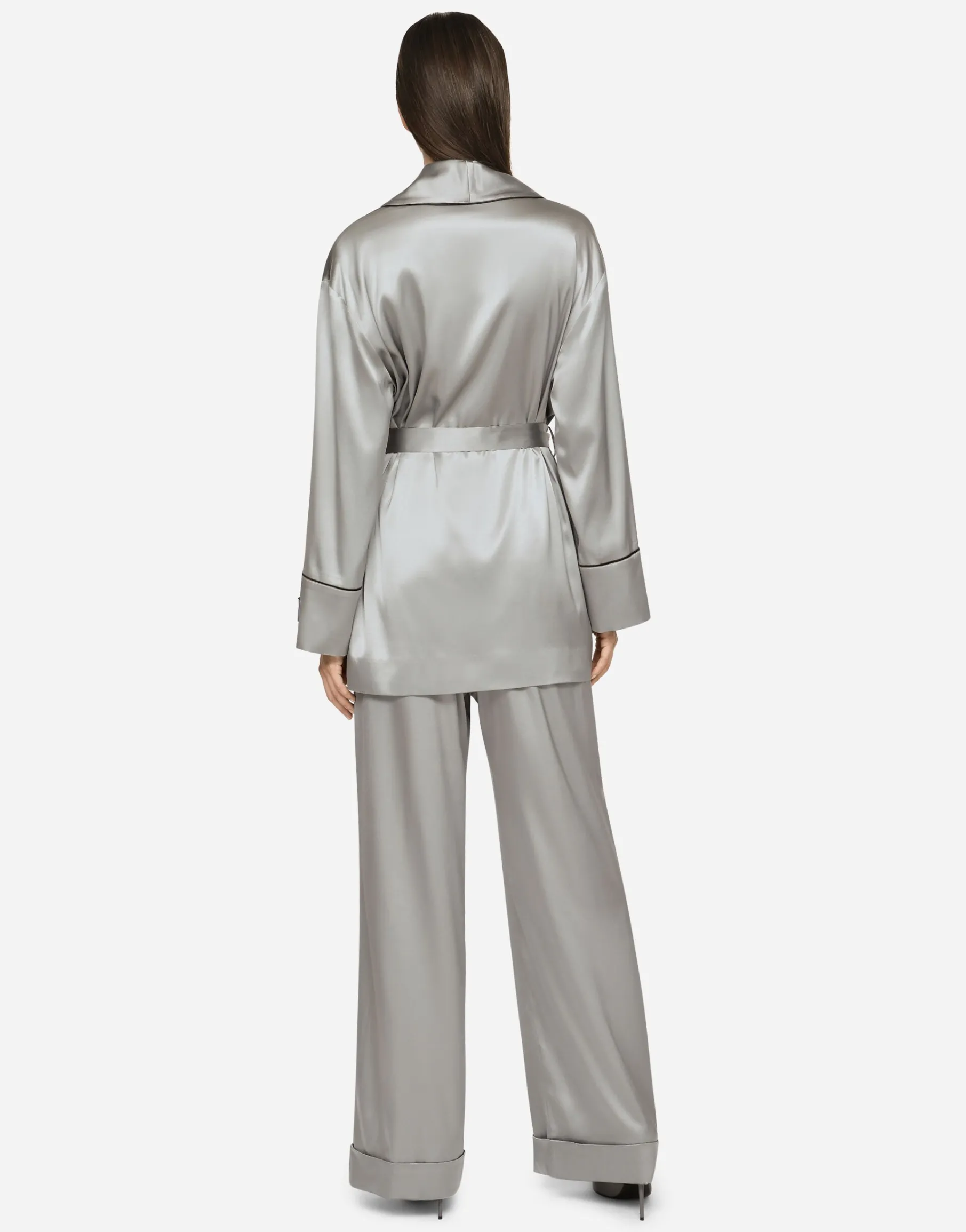 KIM DOLCE&GABBANA Satin pajama pants with piping
