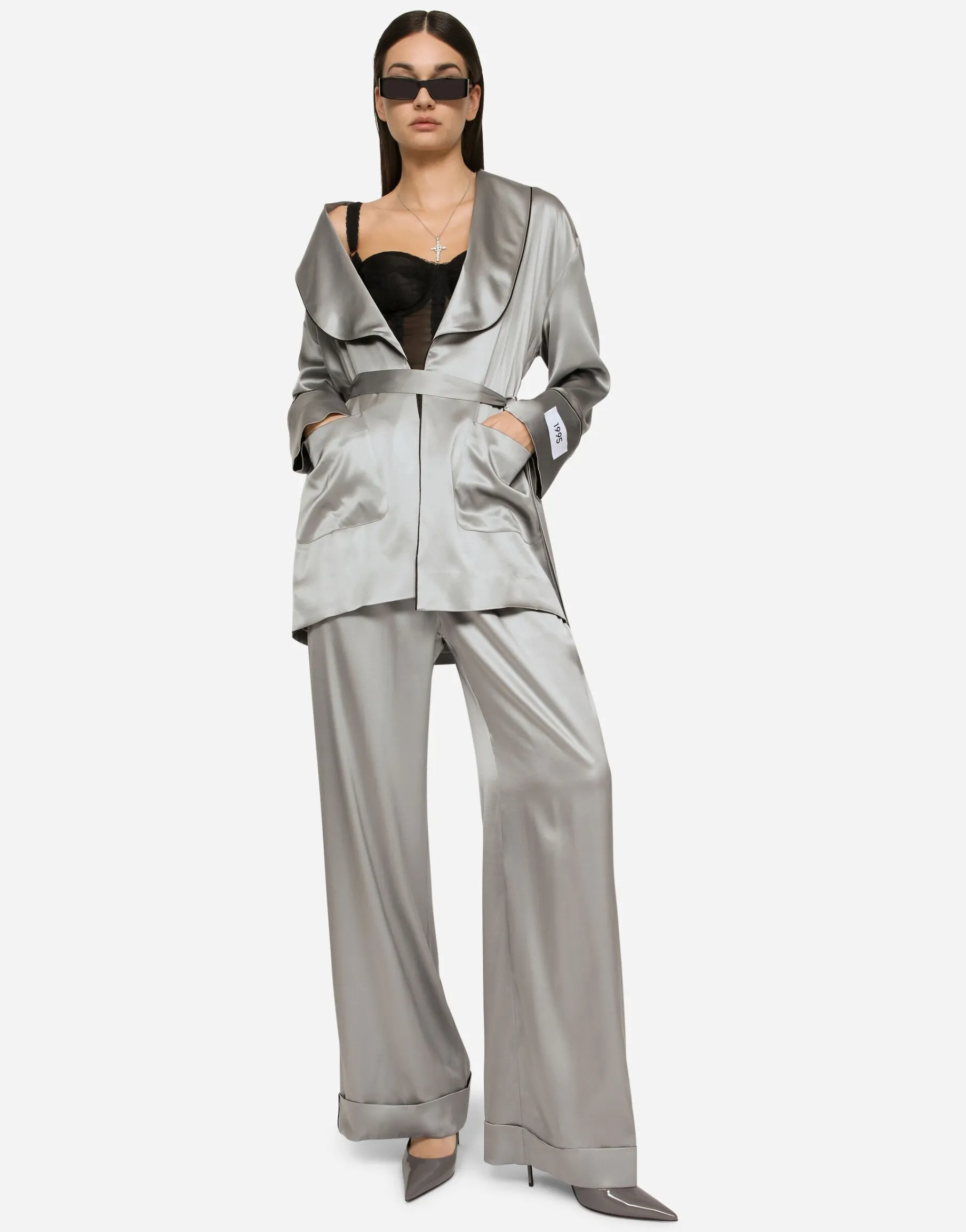 KIM DOLCE&GABBANA Satin pajama pants with piping