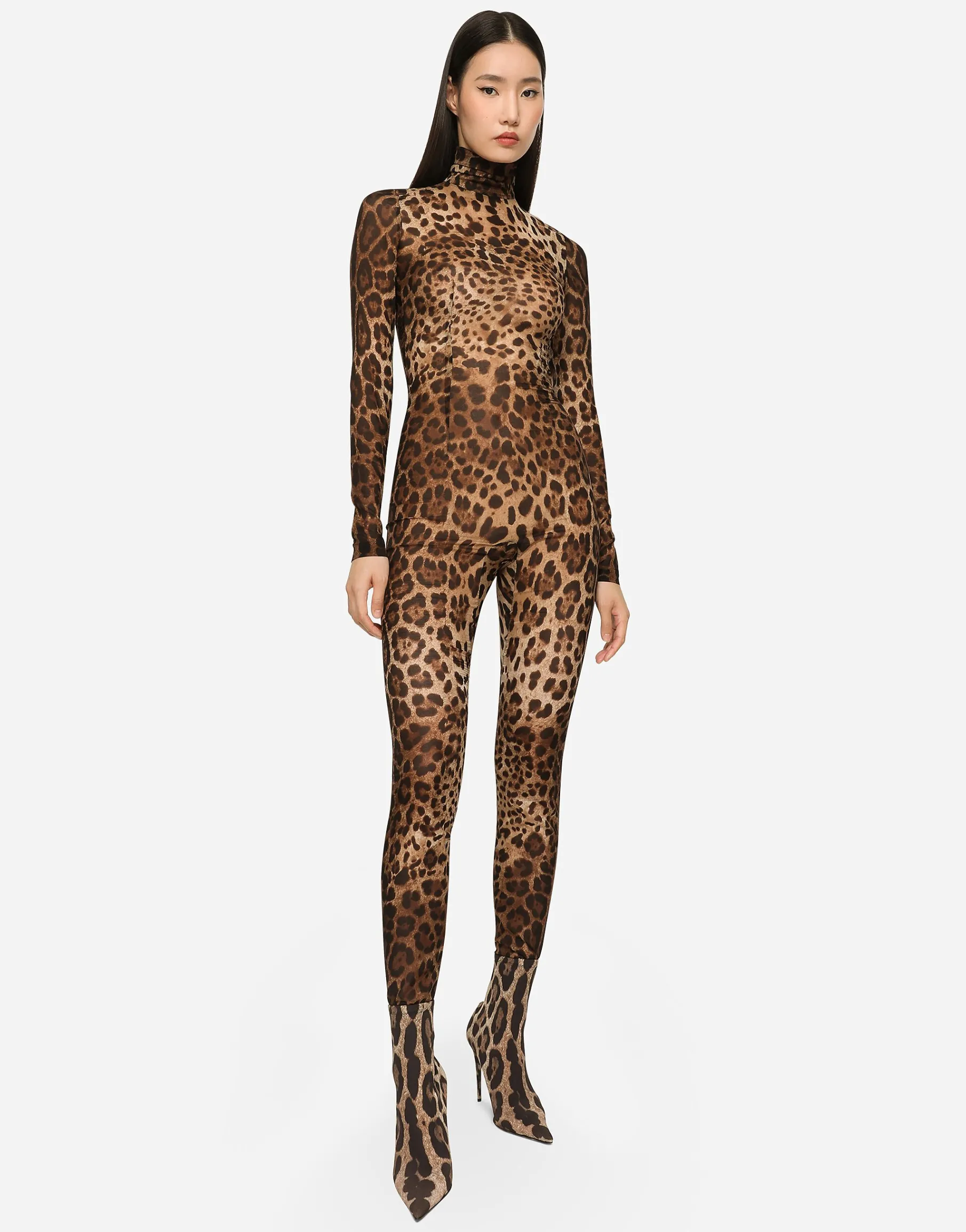 KIM DOLCE&GABBANA Sheer leopard-print jumpsuit