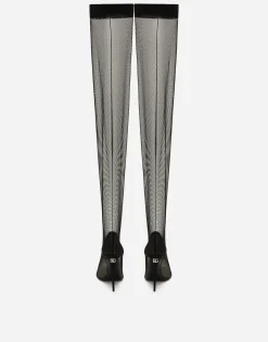 KIM DOLCE&GABBANA Stretch tulle thigh-high boots